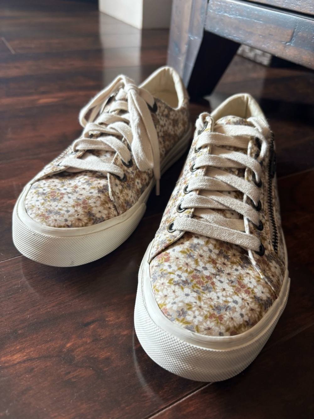 Taos Footwear Floral Canvas Sneakers in Cream, Brown and Yellow - Picture 6 of 12